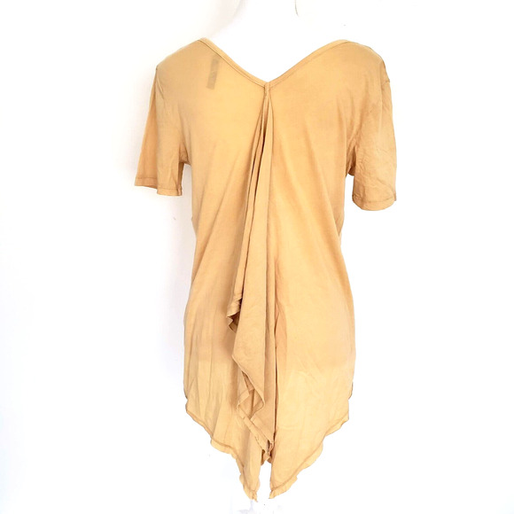 XCVI Tan Blouse Women SIZE XS Hi Low Fitted Short Sleeve Casual Cute Top FLAW - Picture 4 of 11
